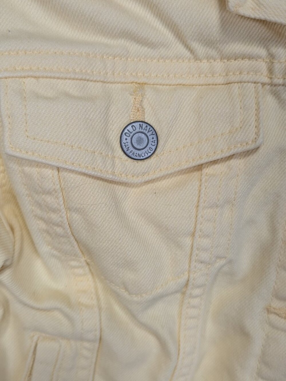 Old Navy Pale Yellow Denim Jacket Size Medium (8) - Picture 3 of 10